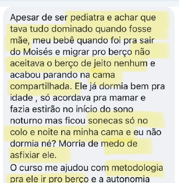 Print da conversa de Uma mãe que é pediatra com as Doutoras do Berço